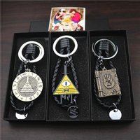 Gravity Falls Diary 1,2, 3 Keychain Bill Cipher Adornment Mysterious Town Stanley Pines Dipper Mabel Zodiac Enamel Keychain