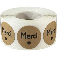 100-500pcs Kraft Merci French Handmade With Love Stickers for Package 1inch Thank You Sticker Wedding Baking Decortion