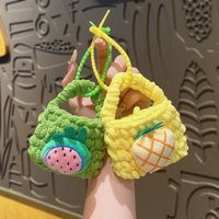 Women's Bag Pendants Mini Bag Fruit Weaving Sweet Kawaii Bag Accessories Multifunctional Earphone Lipstick Storage Bags Keychain