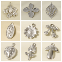 3pcs New Fashion Fruit&Plant Charm Silver Color Flower Cherry Strawberry Diy Stainless Steel Pendant For Jewelry Making Supplies