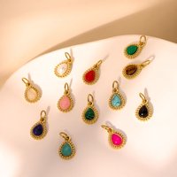 CARLIDANA Bohemian Gold Plated Stainless Steel Water Drop Shaped Natural Stone Pendant Fashion Charms Pendant for Jewelry