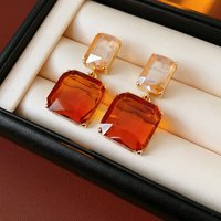 Transparent Square Rhinestones Dangle Earrings Maillard Temperament Crystal Drop Earrings Luxurious Vintage Party Jewelry K 1