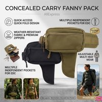 Multifunctional Outdoor Fanny Pack Foldable EDC Waist Bag Multiple Pockets Adjustable Strap Crossbody Shoulder Bag for Outdoor