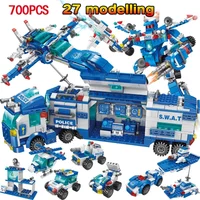 City Police Station Car Headquarters Building Blocks SWAT Figure Military Truck Bricks Toys for Children Gift Birthday