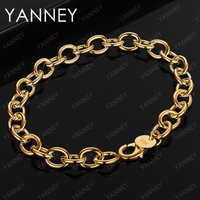 8 Inches Charm 925 Sterling Silver 18K Gold Simple Men Chain Bracelet For Women Jewelry Accessories Fashion
