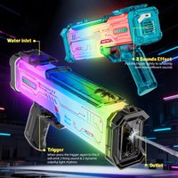 Kids Electric Water Gun with Dynamic Colorful Lights and Sound Effect Children Automatic Water Blaster Summer Outdoor Pool Toys