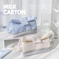 Simple Double Layer Pencil Case Foldable Pencil Bag Large Capacity Stationery Item Back to School Supplies Desk Accessories Gift