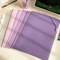 5pcs Gradient L-Shape Folders,Transparent Plastic File Organizer with Label, for School Exam Paper,Office Home Document Supplies