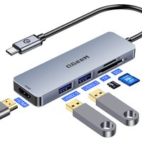 QGeeM USB C Hub Dock for Macbook Pro Multi 3.0 USB Hub Type C Adapter Card Readers HDMI Splitter Type-C Hub for Laptops Tablets