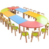 New Solid Wood Children's Desk and Chair Set in Kindergarten Table Sample Free Table Carton Durable Modern for Kids 10 Pcs