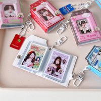 Cartoon Milk Bottle 2 Inch Pendant Mini Photo Album Keychain Card Binder Student 2 Inch Photo Storage Book