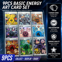 Anime PTCG 9 Types Full Art Energy Trading Cards Set Eevee Vaporeon Charmander Bulbasaur Mew Collector Display Cards Gift
