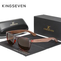 KINGSEVEN New Black Walnut Sunglasses Wood Polarized Sunglasses Men's Glasses Handmade UV400 Protection Eyewear Retro Wooden Box