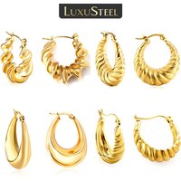 LUXUSTEEL Half Circle Opening Earrings Minimalist Stainless Steel Hoop Earrrings for Women Earring Girls Party Jewelry Gifts