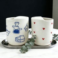 Creative Hand-held Ceramic Mug, Love Pattern Water Cup, Girls' Home Ins Coffee Cup Desktop Decoration, Valentine's Day Gift