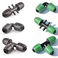 5Pcs 16mm 1/2'' PE Pipe Connector Splitter Tee Coupling Threaded Lock to 4/7mm Hose Garden Watering Drip Irrigation