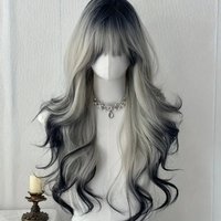 26-Inch Long Black And White Curly Waves Synthetic Hair Wig Soft Comfortable Rose Net for Everyday Parties Holidays