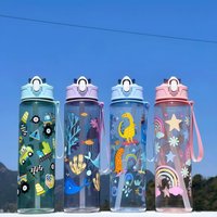 750 ml Dinosaurier Wasser Flasche Für Kinder Wasser Sippy Tasse Mit Silikon Stroh Auslaufsichere Kunststoff Wasser Flaschen Sommer Kinder Wasser Tasse
