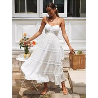 Summer New Women Boho Dress Fashion Spaghetti Strap White Beach Party Dress Robe Femme 2024 Elgeant Casual Female Vestidos