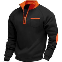 American Men's Fleece Heavyweight Wweatshirt Winter Zipper Stand-up Collar Casual Long-sleeved Sweatshir with Personalized Patch