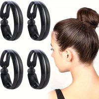 2/4Pcs Magic Twist Donut Bun Clips DIY Ponytail Hair Styling Tools Black Mushroom Head Hair Reel for Bobo and Ball Head Braiders
