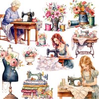 20Pcs/Pack Retro Sewing Machine Sticker DIY Craft Scrapbooking Album Junk Journal Decorative Stickers