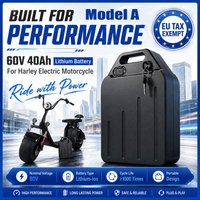 Batterie au lithium rechargeable étanche 60V 20Ah-40Ah pour moto électrique Harley Citycoco 250W-1500W + chargeur 67.2V