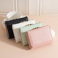 Three-fold short wallet, women's portable and cute cartoon wallet, card holder, ultra-thin small card bag, integrated student ch