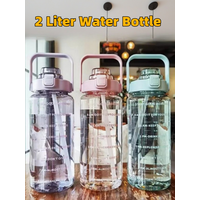 AliExpress 2 Liter Water Bottle with Straw Female Jug Girls Portable Travel bottles Fitness Bike Cup Summer Cold Water Jug with Time Marker