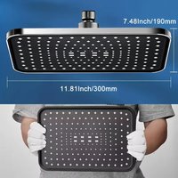 New 30cm Large Size High Pressure Overhead Rain Shower Head Large Flow Booster Rain Shower Head 360° Rotation Water Saving