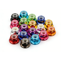 10pcs M3 M4 11 Colors Aluminum Alloy Flange Nylon Insert Lock Nut Self-locking Nut With Anti-skid Rubber Ring Rc Car Scx10