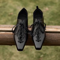 2025 Hot Sale Fashion Low Heel Lace Up Genuine Leather Pumps Women Daily Walk Flats Young Girls Casual Spring Autumn Black Shoes