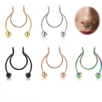 20G Fake Nose Rings Hoop Clip-on Stainless Steel Septum Jewelry Non Piercing Faux Cartilage Lip Nose Ring Piercing Jewelry