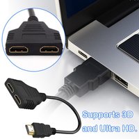 4K HDMI Splitter 1 in 2 Out 2.0 Adapter Cable Male To Dual Female Y Splitter For Laptop TV Monitor Xbox UHD 1080P