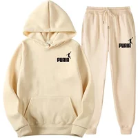 New Fashion Trend Men's and Women's Hooded Jacket Fashion Street Leisure Set Hoodie + Pants Multi-color Combination for Autumn a