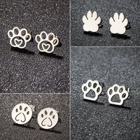 Shuangshuo 1Pair Trend Cute Paw Print Earrings for Women Cat and Dog Paw Stud Earrings Stainless Steel Ear Piercing Brincos 2024