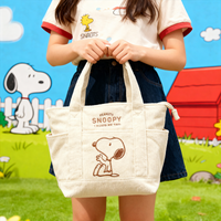 Snoopy Series Cute Corduroy Tote Bag Casual Hundred Students Large Capacity Handbag Zipper Shoulder Large Bag Girl Gift