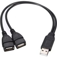 15-30cm High Quality USB 2.0 Cable USB Double Splitter Adapter Cable One To Two Female To USB 2 Male Power Extension Cable Cord