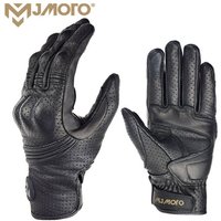 Men Retro Genuine Leather Motorcycle Gloves Summer Breathable Motorbike Motocross Gloves Moto Equipment Accessories Guantes