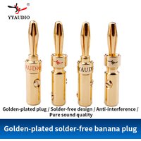 YYAUDIO 4Pcs Gold-plated Copper Cross Banana Speaker Plug Musical Speaker Cable Black Red Audio Connector Adapter Terminal Wire