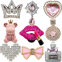 1/9PCS Girls Metal Shoe Charms Crown Lipstick Perfume Bear Heart Bow Ties Pins Clog Jeans for Women Girls Shoe Clips Decorations