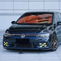 2Pcs Car Front Bumper Fog Lamp Grille Cover Canard For VW Golf 8 MK8 GTI R-Line 2020-2024 Body Kits Gloss Black Tuning