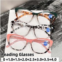 Unisex New Fashion Cat-eye Large Frame Presbyopia Glasses Ladies Anti-blue Light Spring Leg HD Reading Glasses 0 To +4.0