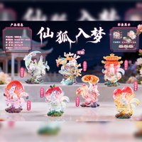 Nine Tailed Fox Blind Box Chinese Style Cartoon Resin Figure Creative Desktop Ornament Home Decor Scenic Decor Wholesale