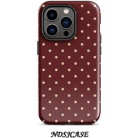 Burgundy Dot Phone Case for iPhone 17 16 15 14 13 12 11 X XS XR XSMAX 7 8 Air Pro Max Plus Luxury Double-layer Back Cover