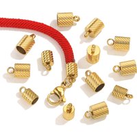 10pcs Stainless Steel Crimp End Caps Gold Plated Tassel Leather Cords End Tip Beads Caps DIY Bracelet Making Supplies Wholesale
