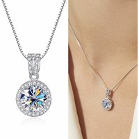 Huitan Classic Cubic Zirconia Pendant Necklace for Women White/Pink/Purple CZ Luxury Silver Color Necklace Eternity Hot Jewelry