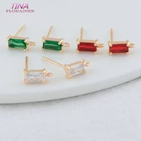 6PCS 4*9MM 14K Gold Color Plated Brass Rectangle Stud Earrings High Quality Diy DIY Jewelry Making Finding Accessories