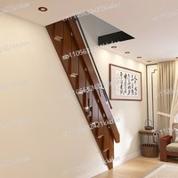 Household Ladder, Loft Side Wall Hanging Telescopic Invisible Wooden Folding Stairs Against The Wall, Loft Solid Wood Stairs
