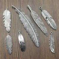 5pcs Charms Feather Antique Silver Color Big Feather Charms For Jewelry Making Charms Feather Jewelry Findings DIY